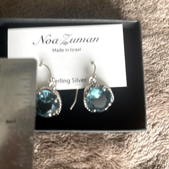 NWOT Noa Zumba Israel’s Sterling Silver, Stamped Probe 925 Earrings, Blue Stone. - Picture 3 of 3